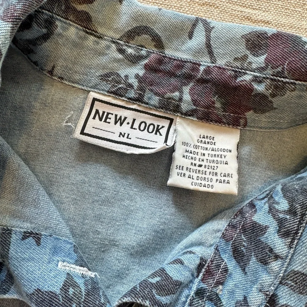 Vintage Pattern Denim Button-Up Shirt - Picture 3 of 9